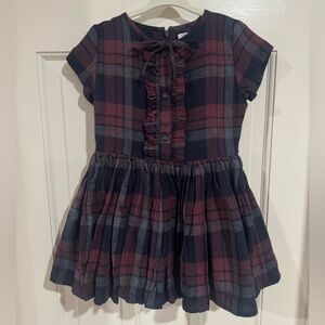 Morley Plaid Kids Dress - Burgundy and Navy